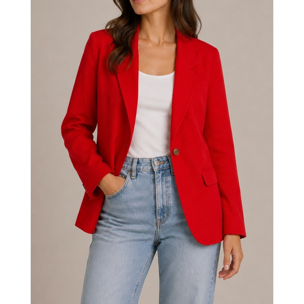 Pendleton Vintage Red 100% Virgin Wool‎ Single Breasted Blazer Jacket Size 14